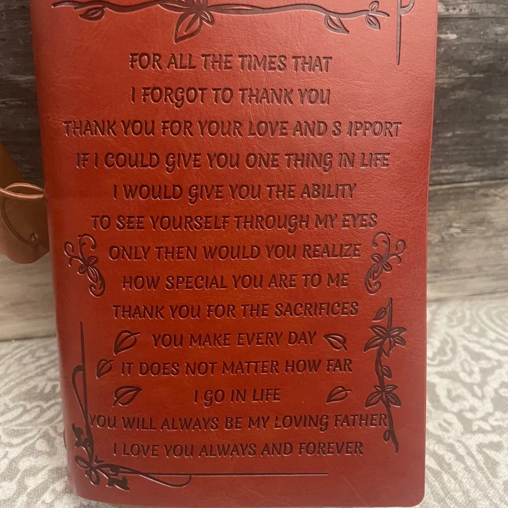 To My Dad Engraved Leather Journal Refillable Travelers Notebook Brown Gift